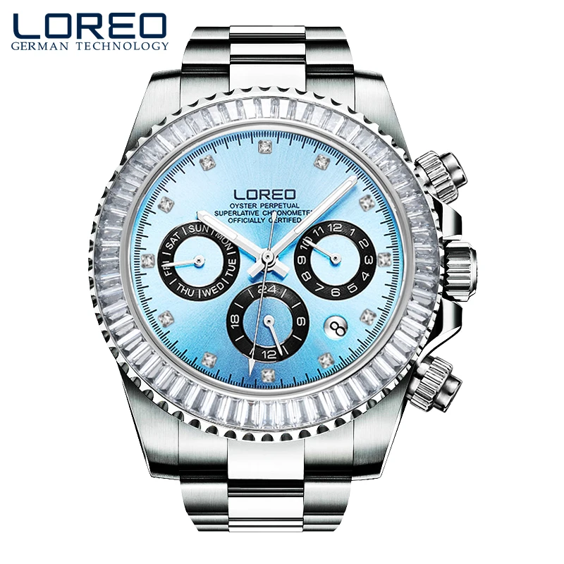 

LOREO Europe automatic mechanical fashion trend diamond multi-function waterproof luminous calendar men's business watch