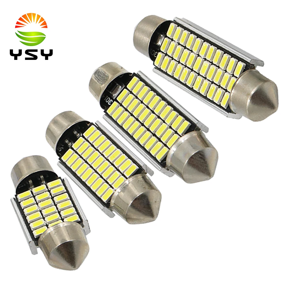 YSY 300pcs High Quality 31/36/39/41mm C5W 18 27 30 33 SMD 3014 Car LED Festoon Light Canbus Error Free Interior Doom Lamp Bulb | Автомобили