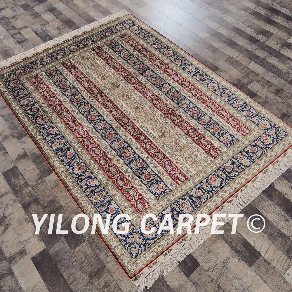 Yilong 5'x7 персидский шелковый полосой Ковры ручной работы старинной турецкой Ковры(sl156a5x7