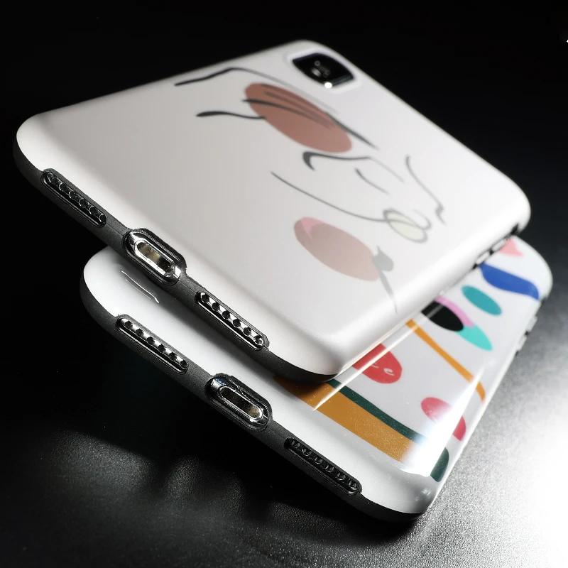 6 SoCouple Colorful Geometric Art Phone Case For iphone 6 6S 7 8 Plus X Xs max XR Cute Abstract Graffiti Pattern Soft TPU Cases