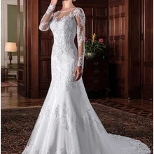 Иллюзионное винтажное свадебное платье русалки vestidos de novia белое свадебное платье с вышивкой и аппликацией es robe de mariee W0023