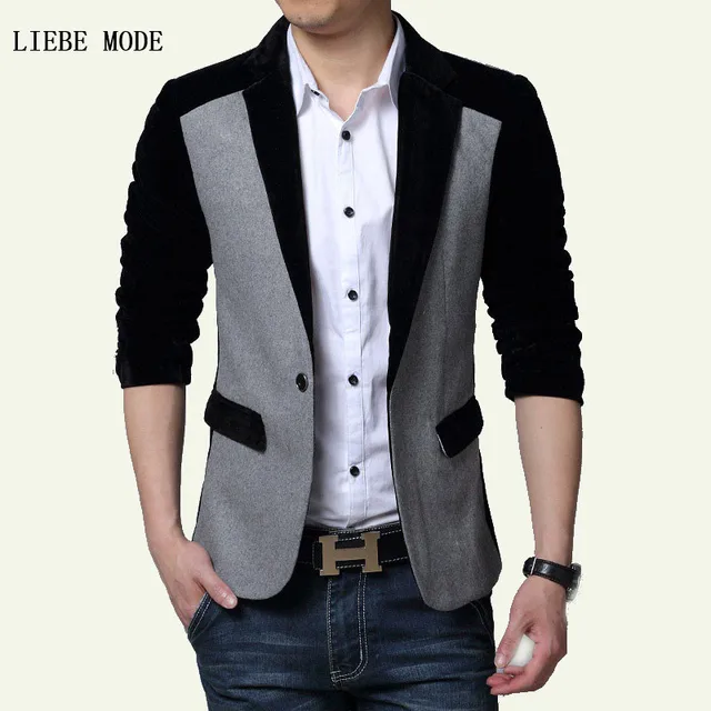 2017 Otoño Patchwork Blazer Hombres Corduray Escudo