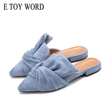 E TOY WORD Flats pointed toe Low heel women shoes fur lined mules Bowtie Women Flats Elegant Slip on Ladies shoes plus size 41 E TOY WORD Flats pointed toe Low heel women shoes fur lined mules Bowtie Women Flats Elegant Slip on Ladies shoes plus size 41