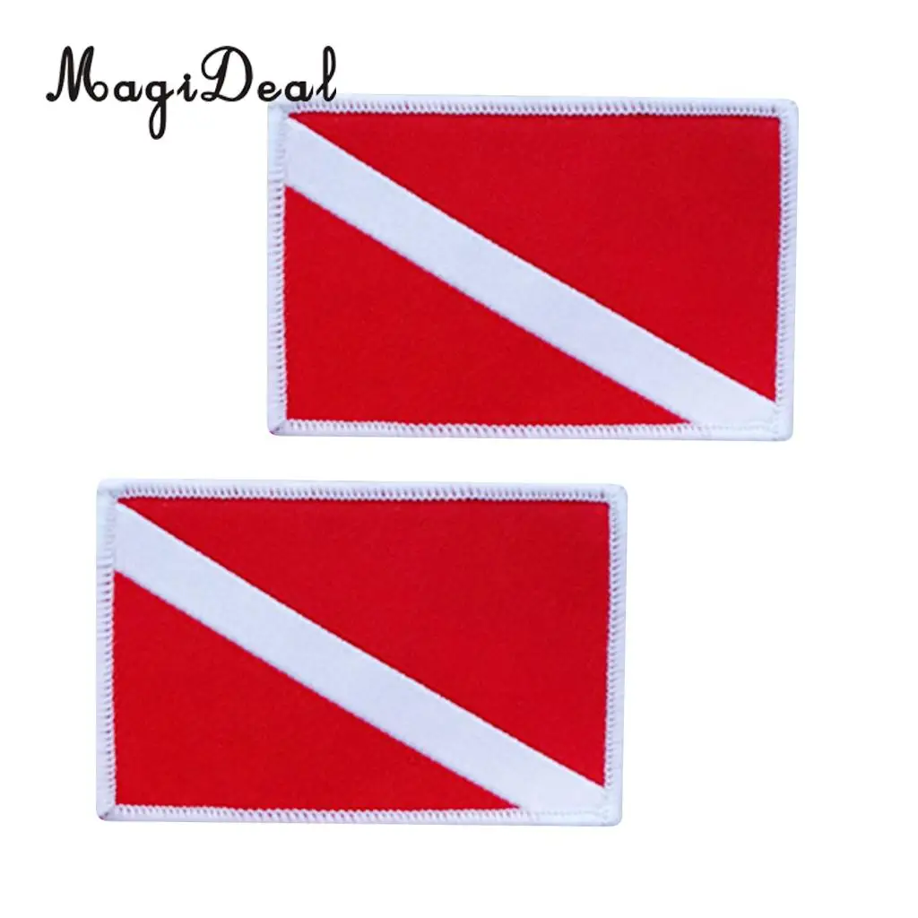 MagiDeal 2 Pieces Scuba Diving Flag Patch Backpack Badge Sew On Embroidered Patches SCUBA Snorkeling Swimming Diving Accessories