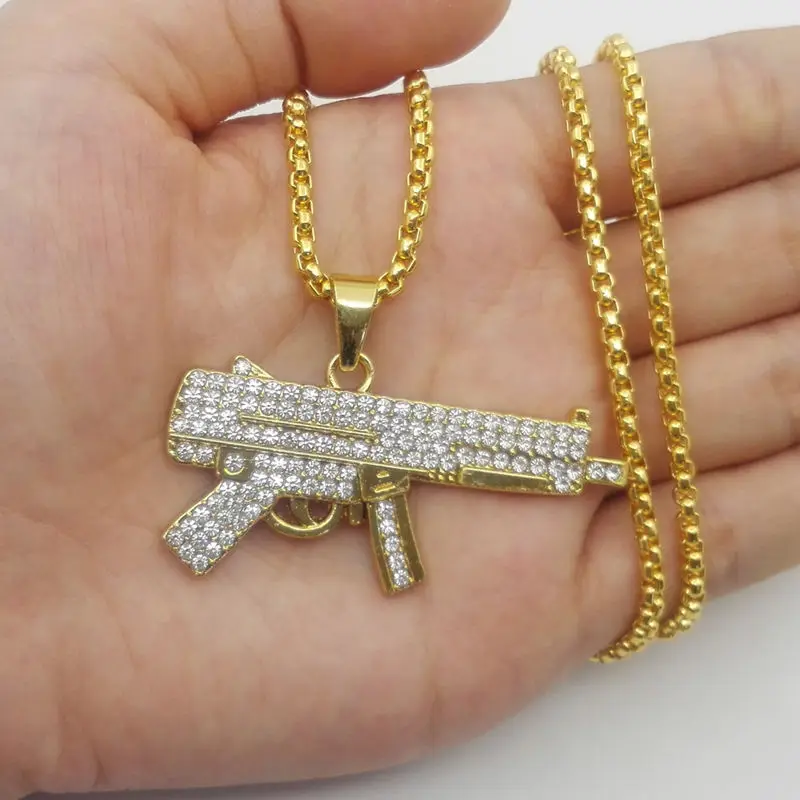 Bling Ak 47 вращающийся пистолет пулемет в стиле хип хоп с украшением виде кристаллов