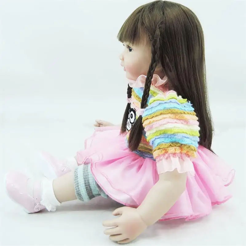 Большие глаза Рапунцель 24 inch силиконовые ребенка-кукла реборн девушка игрушки Реалистичные имитировать детские куклы виниловые куклы Bebe