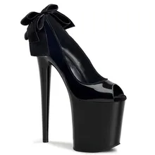 Hot selling fashion 20cm ultra high heels platform shoes desigh ankle strap black sole sexy 8 inch women’s pumps