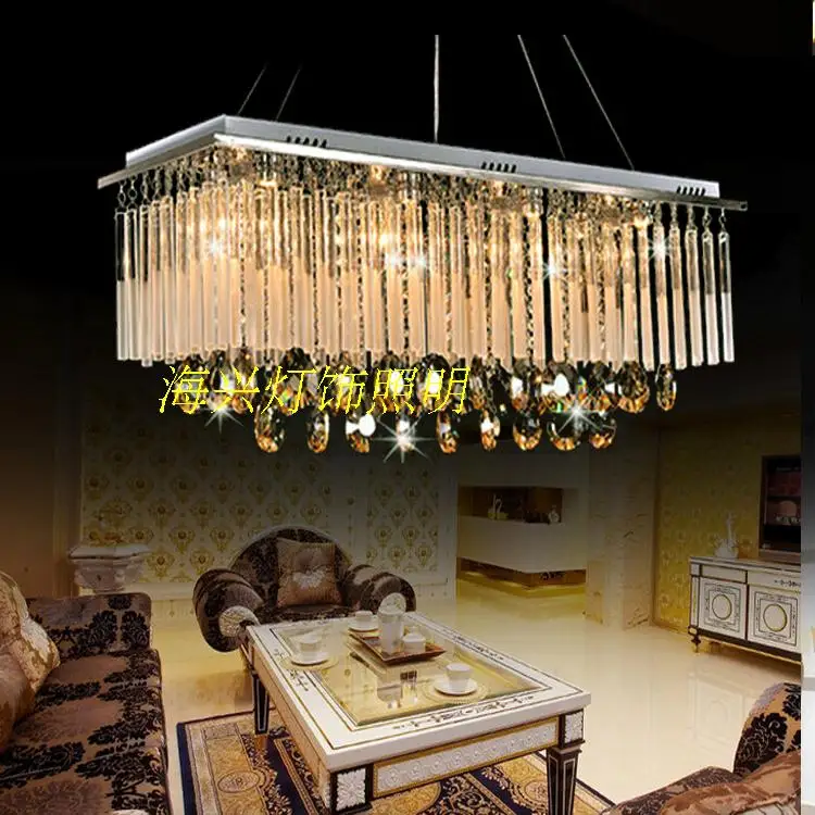 

LED restaurant pendant lamp crystal restaurant modern rectangular living room dining room bar counter pendant light ZA912616