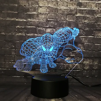 

New 2019 3D LED Night Light Cartoon Character Marvel Spider Man Venom Bedroom Baby Children Color Change Christmas Boy Gift Toy
