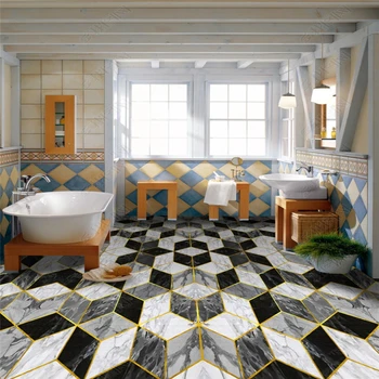 

beibehang Custom Modern Wallpaper Hotel Lobby Art Tiles Mosaic Stone Washroom 3d Flooring papel de parede wall papers home decor