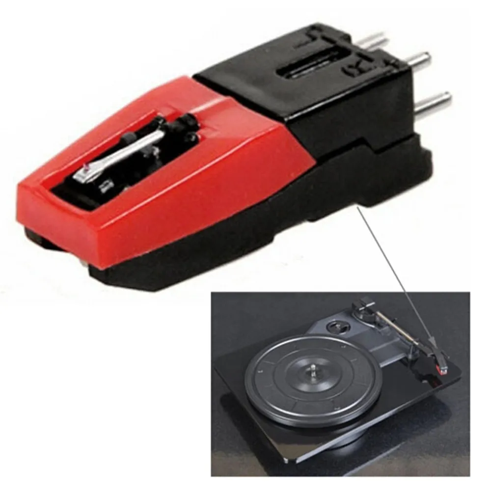 Newest Turntable Phono Cartridge w/ Stylus Replacement Black& red for Vinyl Record Player Economic and Durable