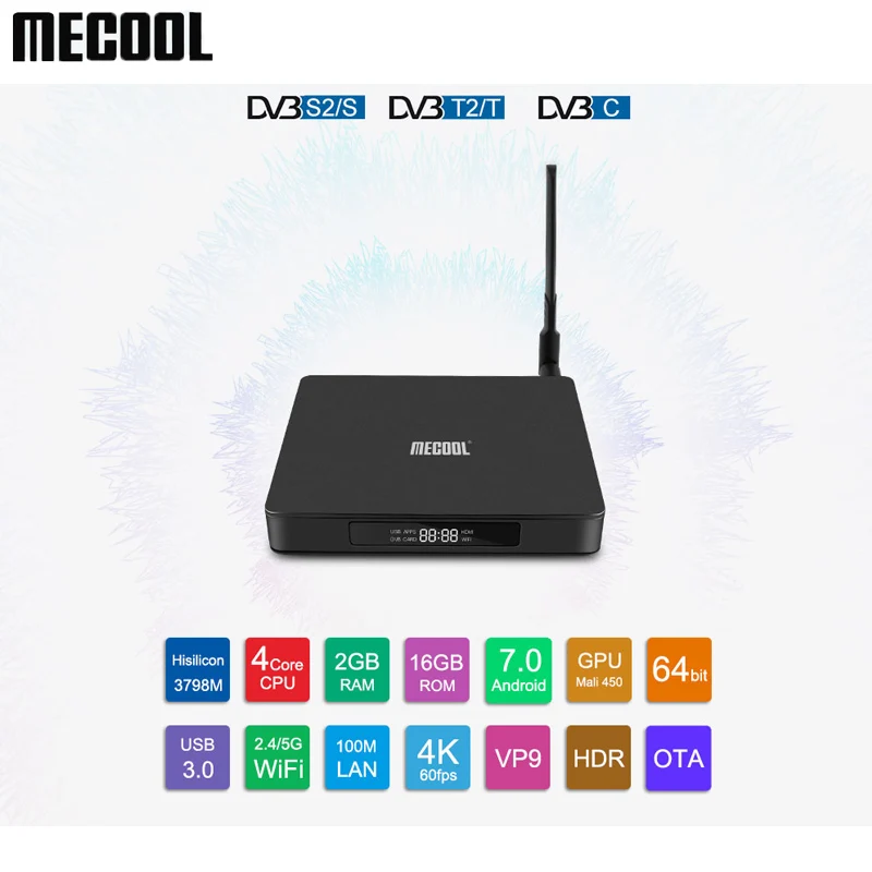 MECOOL K6 DVB S2-T2-C ТВ коробка huawei HiSilicon 2 Гб Оперативная память + 16 Встроенная 4G 5G Wi-Fi USB3.0