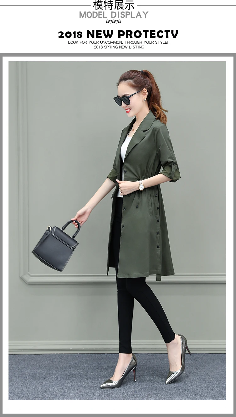 Пальто для женщин, уличная одежда, тонкое однобортное пальто для женщин, длинное темно-зеленое пальто, манто для женщин размера плюс 3XL