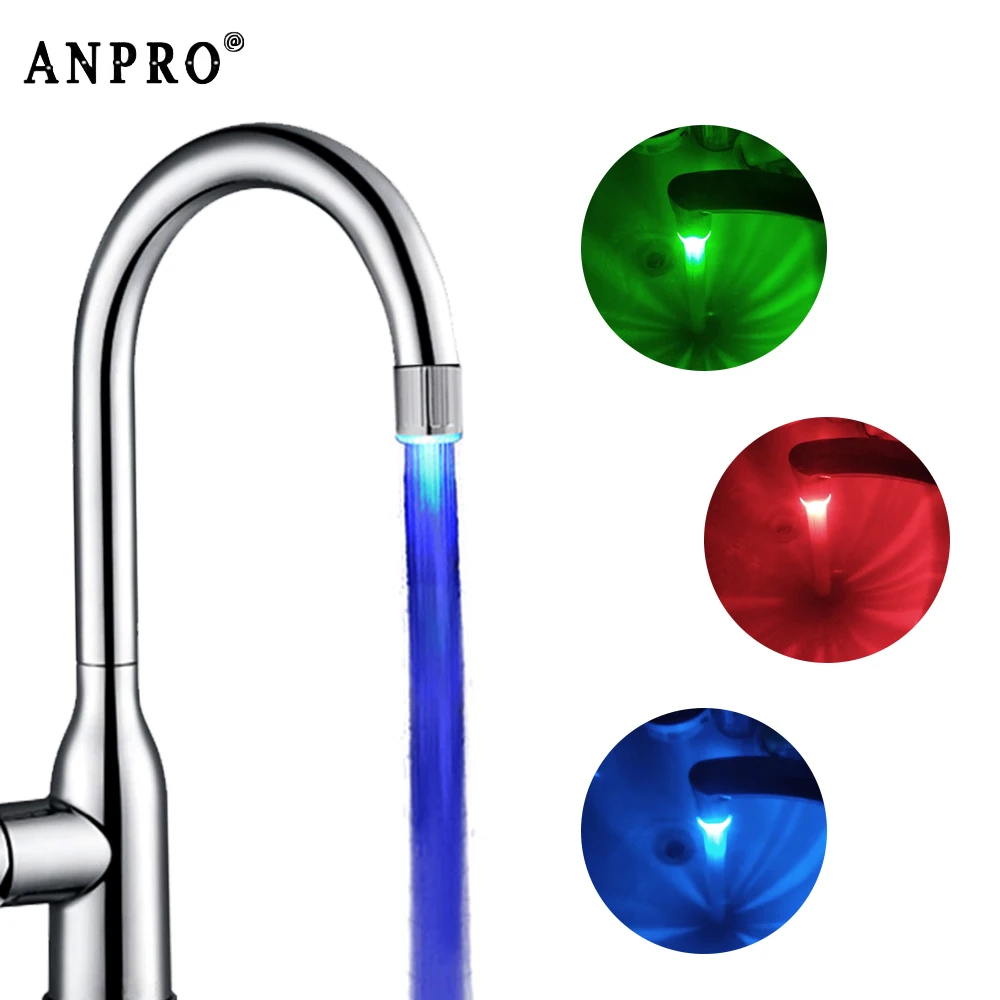 

Anpro Faucet Light Tap Nozzle RGB Color Blinking Faucet Aerator Water Saving Kitchen Bathroom Accessories