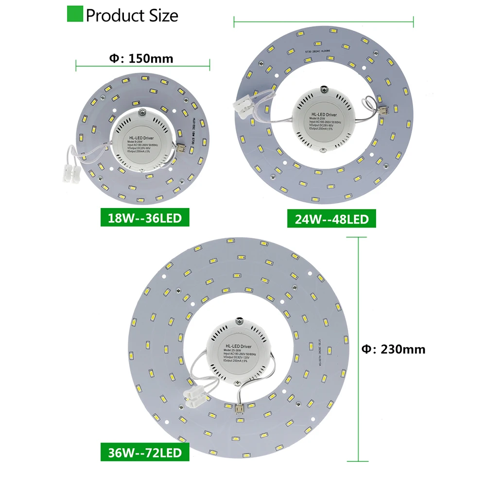 Светодиодный светильник с кольцевой панелью 5730 SMD 18 Вт 24 Вт 36 Вт Светодиодный светильник высокой яркости удобная установка замена других Потолочных Ламп