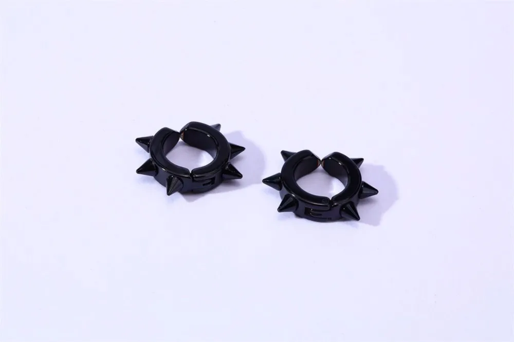 Черные мужские серьги-кольца из нержавеющей стали с заклепками, винтажные мужские ювелирные изделия