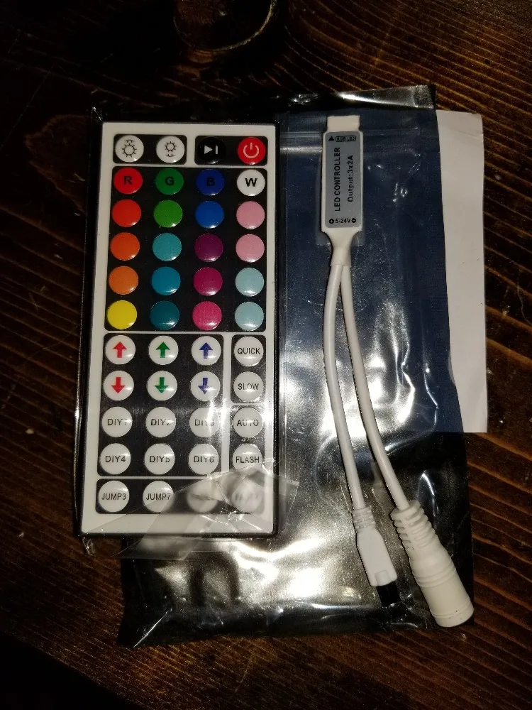 

100M of the LEDs better led with brown tape , 100 remote, 100 12v 2A plug with indicator light. 50 connectors