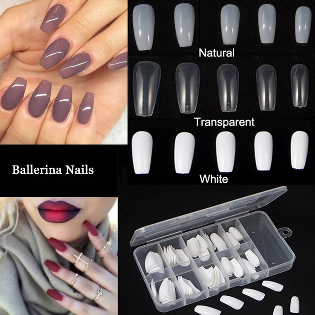 100pcs Box New Ballerina Nail Tips Full Nails Coffin Shape 100pcs Box New Ballerina Nail Tips Full Nails Coffin Shape Artificial French Fake Tip