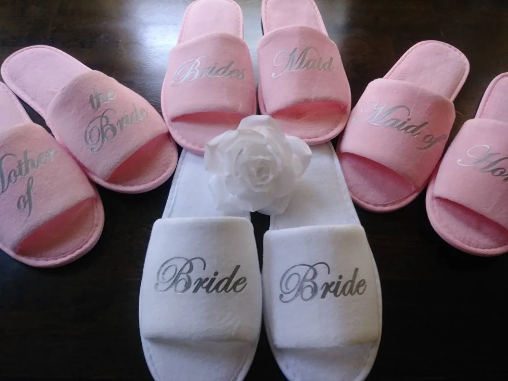 pink bridesmaid slippers