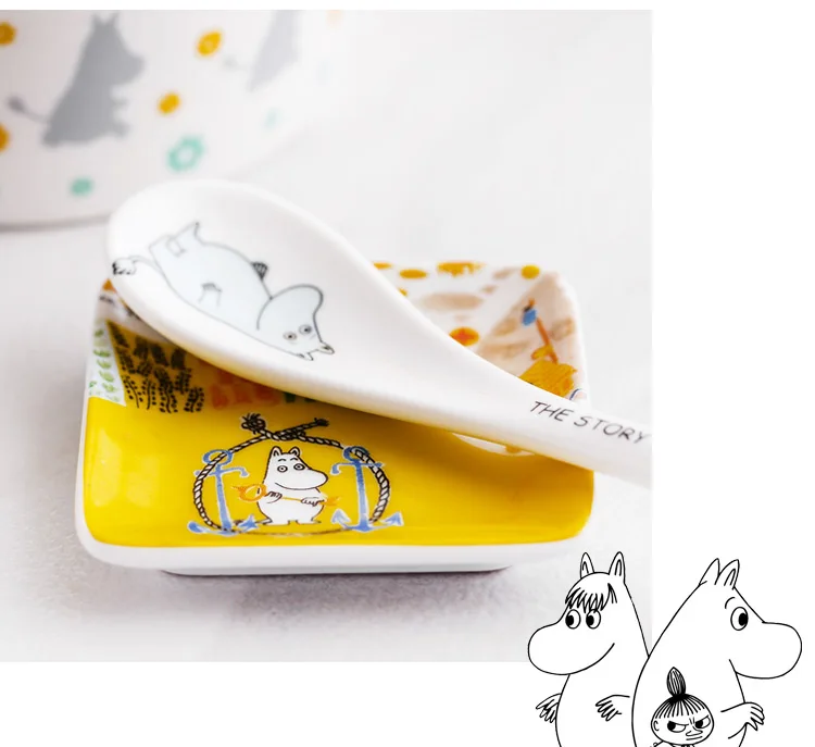 Мультяшные керамические палочки для еды полка и подставка для ложек держатель семейный квадратный узор Moomin семейное блюдо для закусок томатного соуса блюдо 4 шт