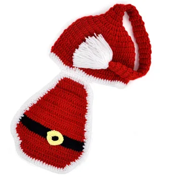 

MACH Baby hat unisex christmas accessories Costume Photo Prop Knit Crochet Beanie Hat Cap Xmas Gift - Red