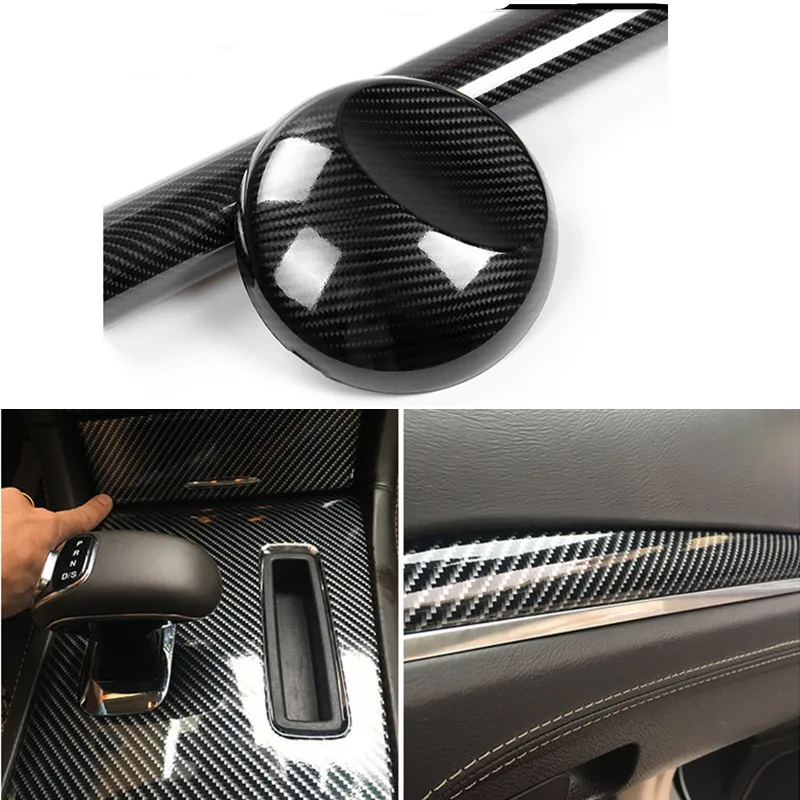 

152cm 5D Black Carbon Fiber Vinyl Glossy Car Sticker Motorcycle Decal Waterproof Film Wrap Sheet DIY Auto Styling Accessories