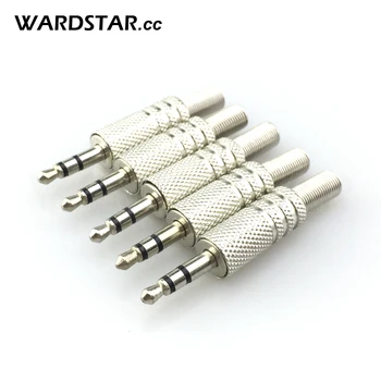 

5pcs/lot 1/8" 3.5mm Male Plug Coaxial 3 Pole Male Audio Connector Soldering Silver Tone Headphones Audio Jack Plug