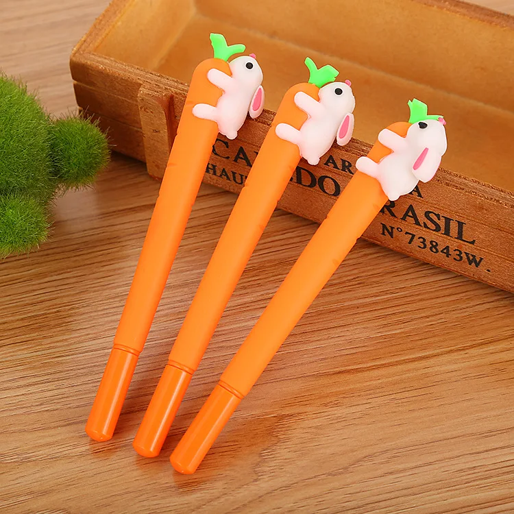 Новое поступление креативный милый кролик с морковкой моделирование нейтральная ручка мультфильм Канцелярские воды авторучка оптом