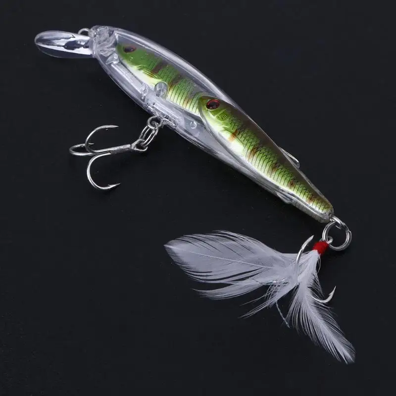  10CM/11g Fishing Lure wobblers swimming With Feather 3D Simulation Sound Blood Groove Hook Artifici