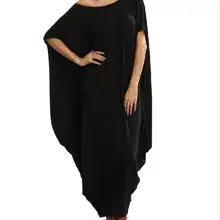 Свободное Макси платье для женщин рукав летучая мышь o-образным вырезом повседневное летнее платье больших размеров вечерние Клубные футболки платья для женщин WS8866M