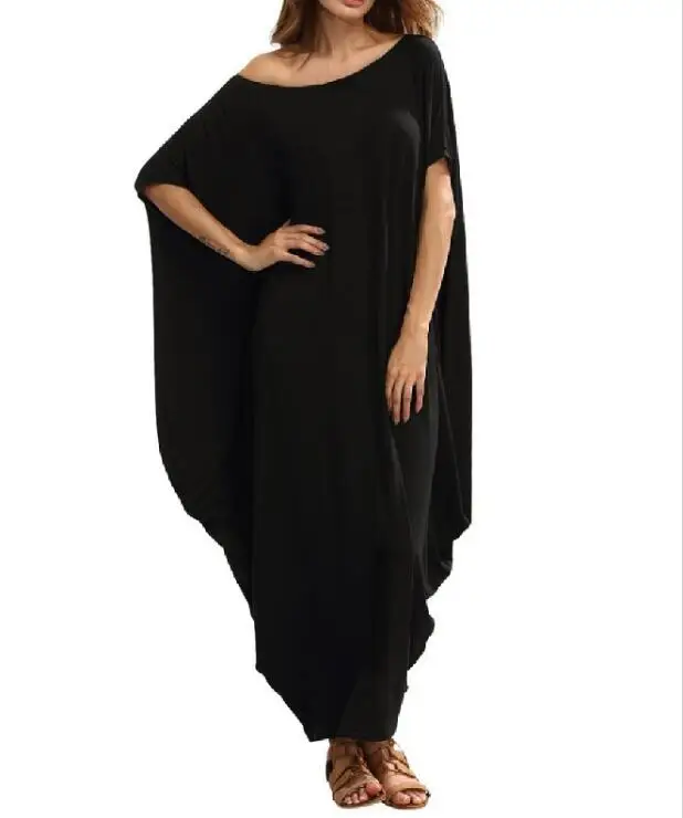 

Loose Maxi Dress for Women Batwing Sleeve O-neck Casual Summer Dress Plus Size Party Club T-shirt Dresses Female WS8866M