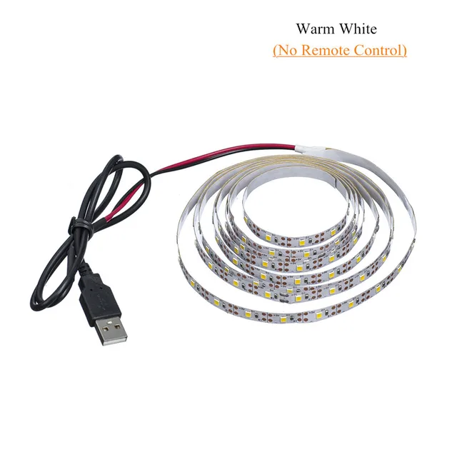 LED Strip Light USB 2835SMD DC5V Flexible LED Lamp Tape Ribbon RGB 1M 2M 3M 4M 5M TV Desktop Screen BackLight Diode light warm white