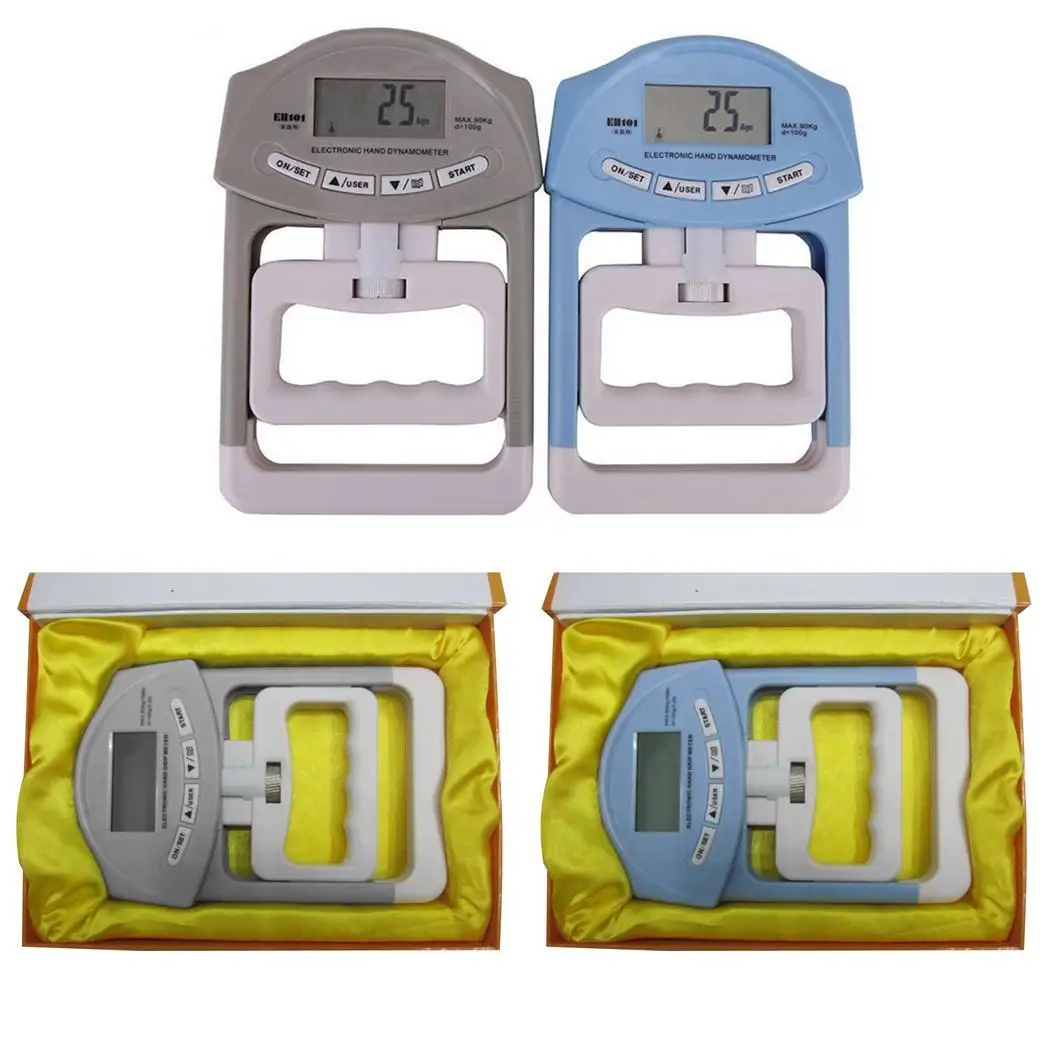 

Portable Digital LCD Dynamometer Hand Grips 2 x AAA batteries (Not included) EH101 90 kg Strength 0.1 kg Meter