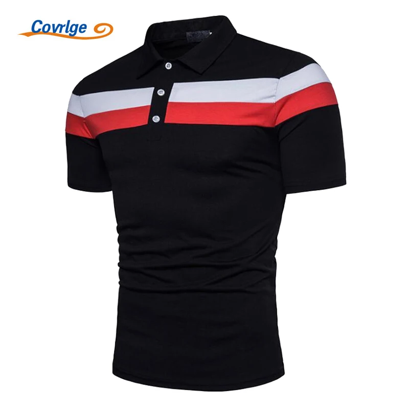 

Covrlge Men Short Sleeve Polo Shirt 2018 Summer New Striped Polos Male Fashion Big Size Jersey Casual business Mens Tops MTP048