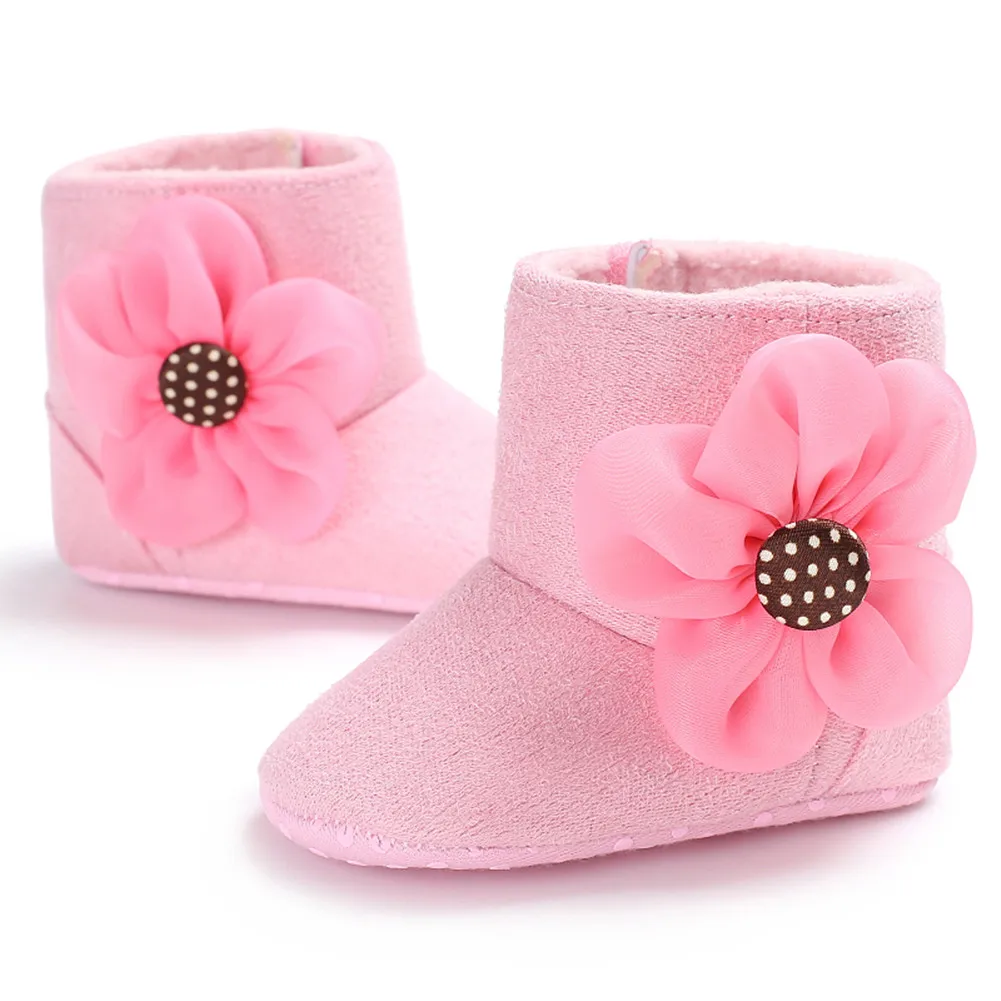 Emmababy 0-18 м для Обувь для девочек мягкая подошва пинетки Снегоступы Младенческая малышей новорожденных Обувь для младенцев - Цвет: Розовый