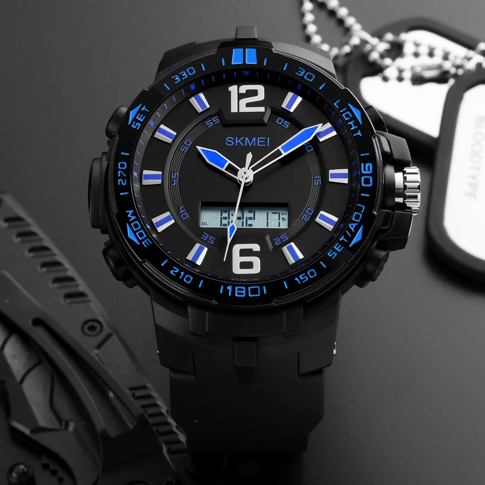 SKMEI мужские спортивные часы Многофункциональный светодиодный кварцевые цифровые наручные часы 50 м водонепроницаемые часы мужские Relogio Masculino 1273