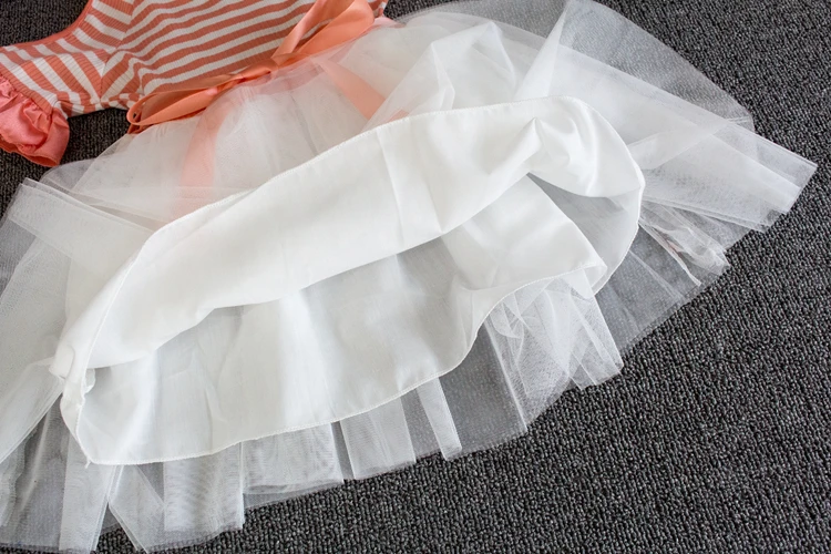 Baby Girls 2017 New Orange Striped Tutu Dress Petal Sleeves Ball Gown Frock Ruffles Lace Designer Brand Age 3 4 5 6 7 Years Old (8)