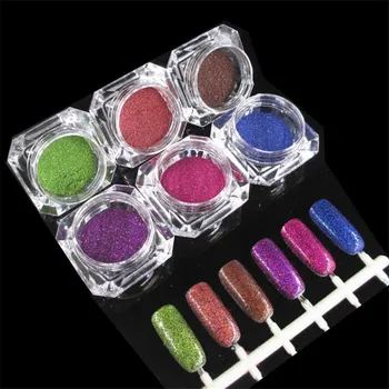

New Mirror Effect Glitter Powder 6PC Optical Chameleon Mirror Powder DIY Dust Nail Art Glitter Chrome Pigment Nail Glitter