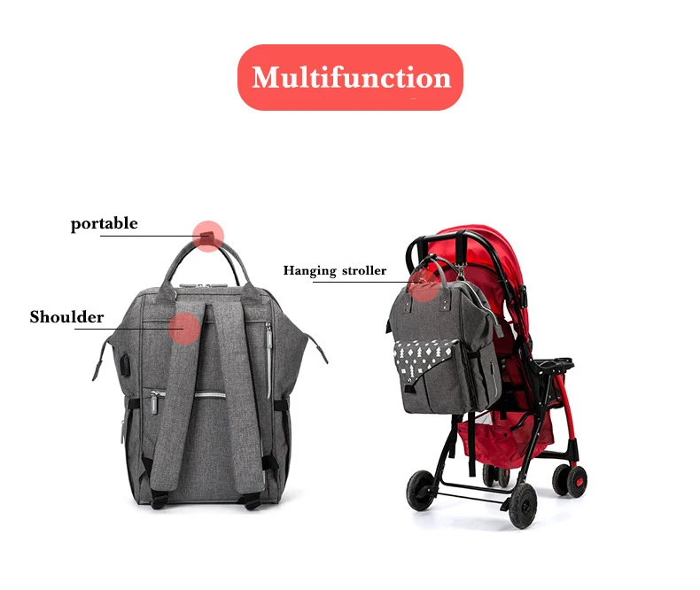 Fashion Mummy Maternity Nappy Bag Large Capacity Baby Diaper Bag Travel Backpack Designer Nursing Bag for Baby Care