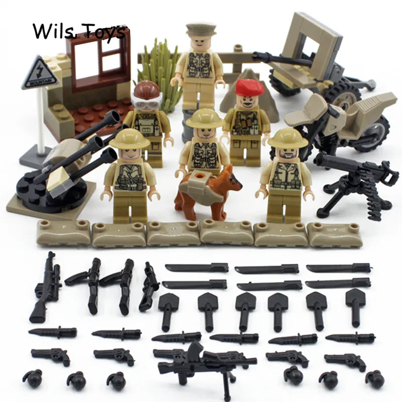 

6pcs British Army MILITARY Special Forces Soldiers War SWAT CS DIY Model Building Blocks Figures Educational Toys Gift BoyS Kids