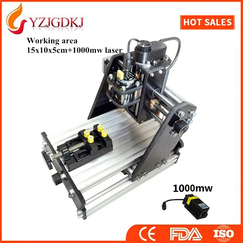 

CNC 1510+1000mw laser GRBL control Diy high power laser engraving CNC machine,3 Axis pcb Milling machine,Wood Router+1w laser