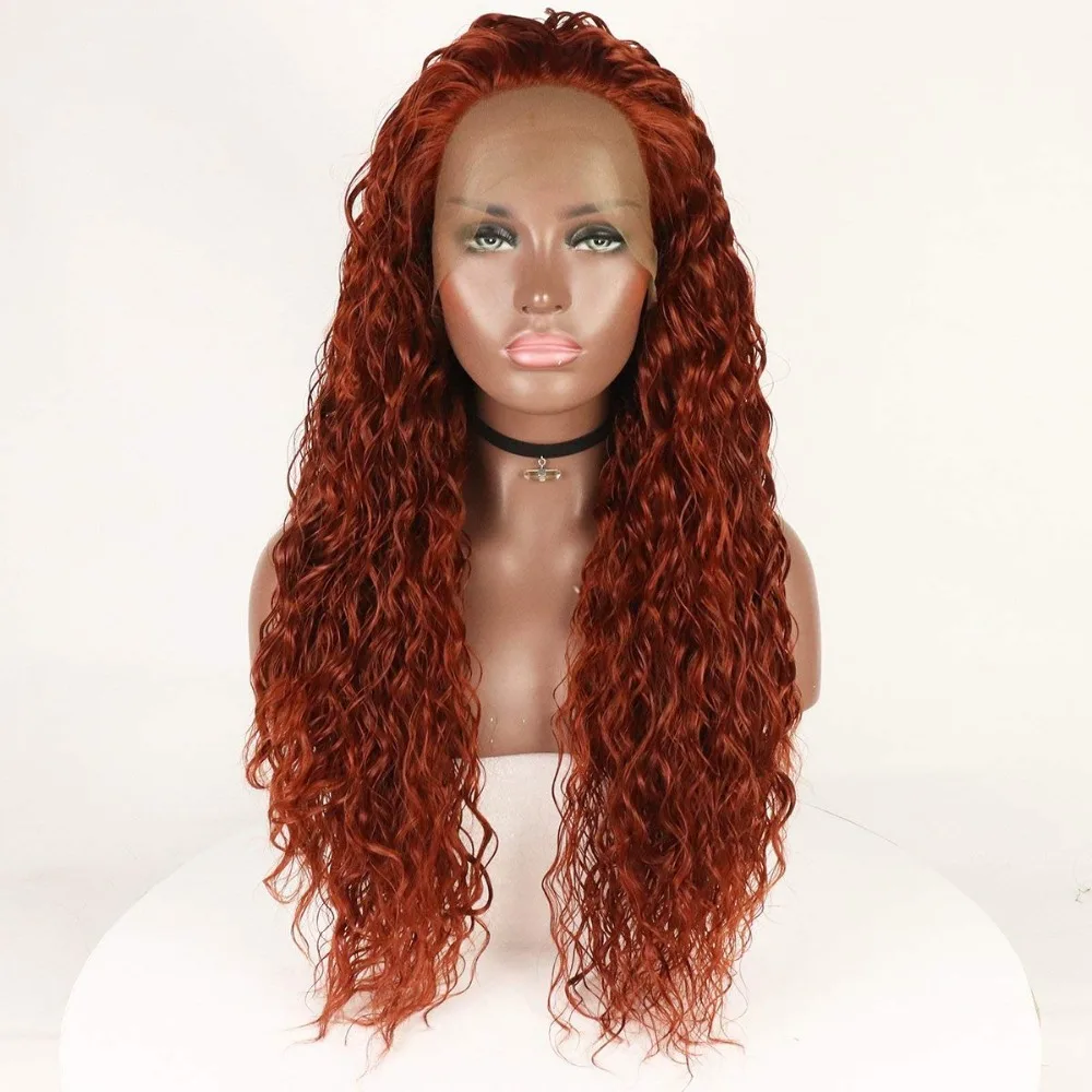Fantasy Beauty Loose Curly Synthetic Wig Dark Purple Lace Front Wigs Kinky Curly Heat Resistant Fibers Half Hand Tied Lace Wigs