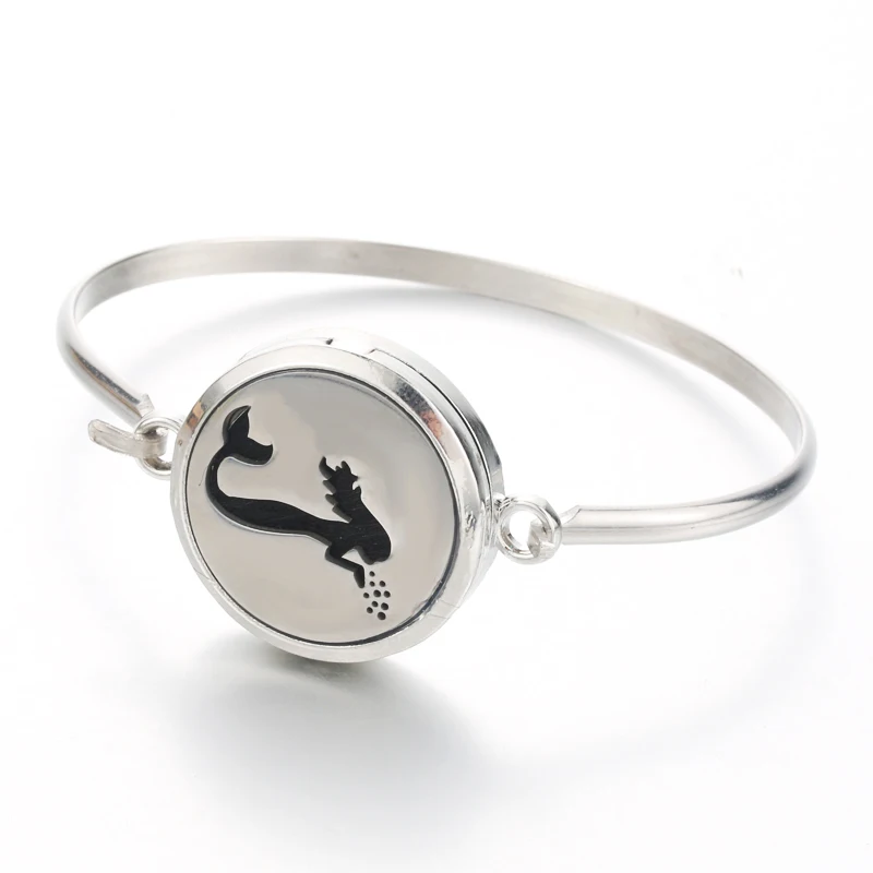 

Aromatherapy Diffuser Locket Bracelet Mermaid 316L Stainless Steel Bangle Magnetic Randomly Send 1pcs Oil Pads as Gift