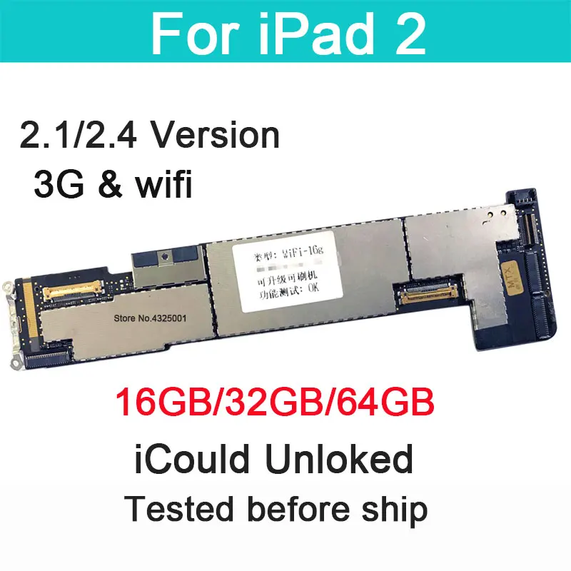 Оригинальная материнская плата 16 ГБ 32 64 для iPad 2 Wi-Fi версия 3G разблокированная