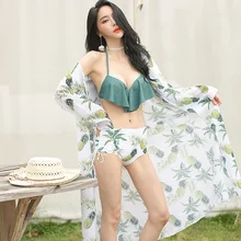 Женский купальник, два предмета, бикини для девочек, танкини, бразильский раздельный женский купальник, Корея, новинка, Falbala, ананас, трос, на косточках