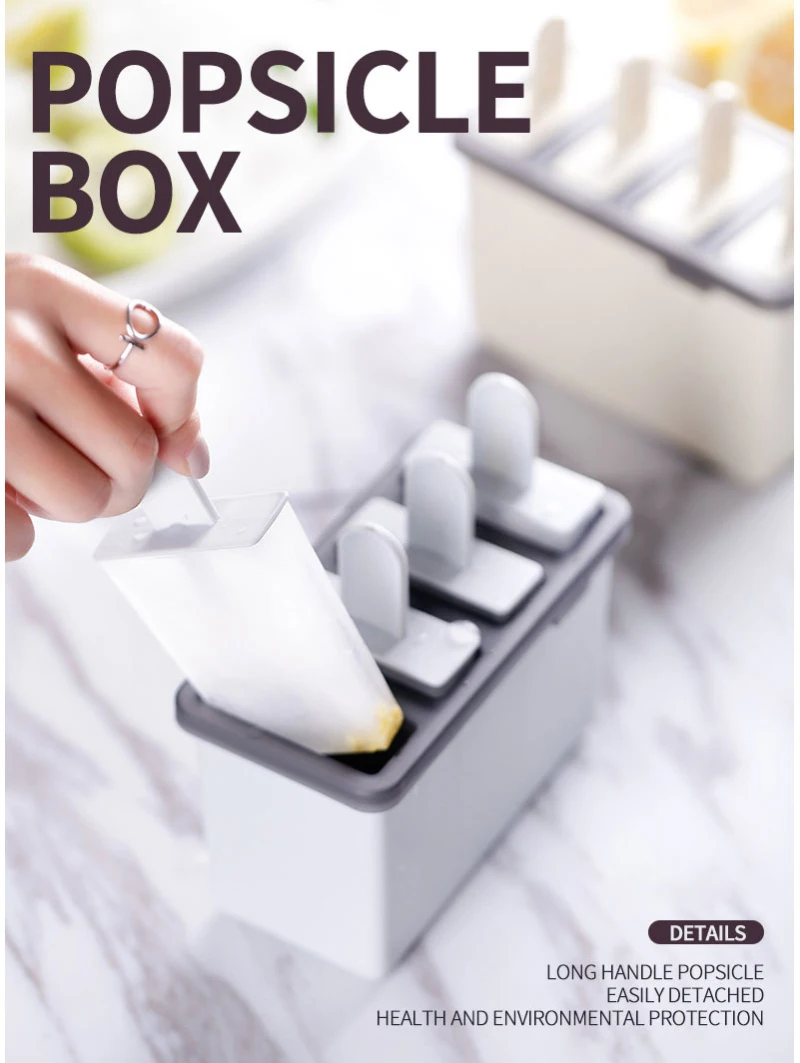 

DIY Ice Cream Mold Cavities Silicone Freezer Candy Bar Making Tools Juice Popsicle Molds Children Pop Lolly Tray Ice Cube Maker