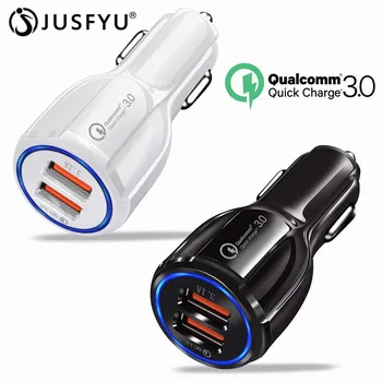 Car USB Charger Quick Charge 3.0 2.0 Mobile Phone Charger 2 Port LED USB Fast Car Charger for iPhone Samsung Tablet Car-Charger