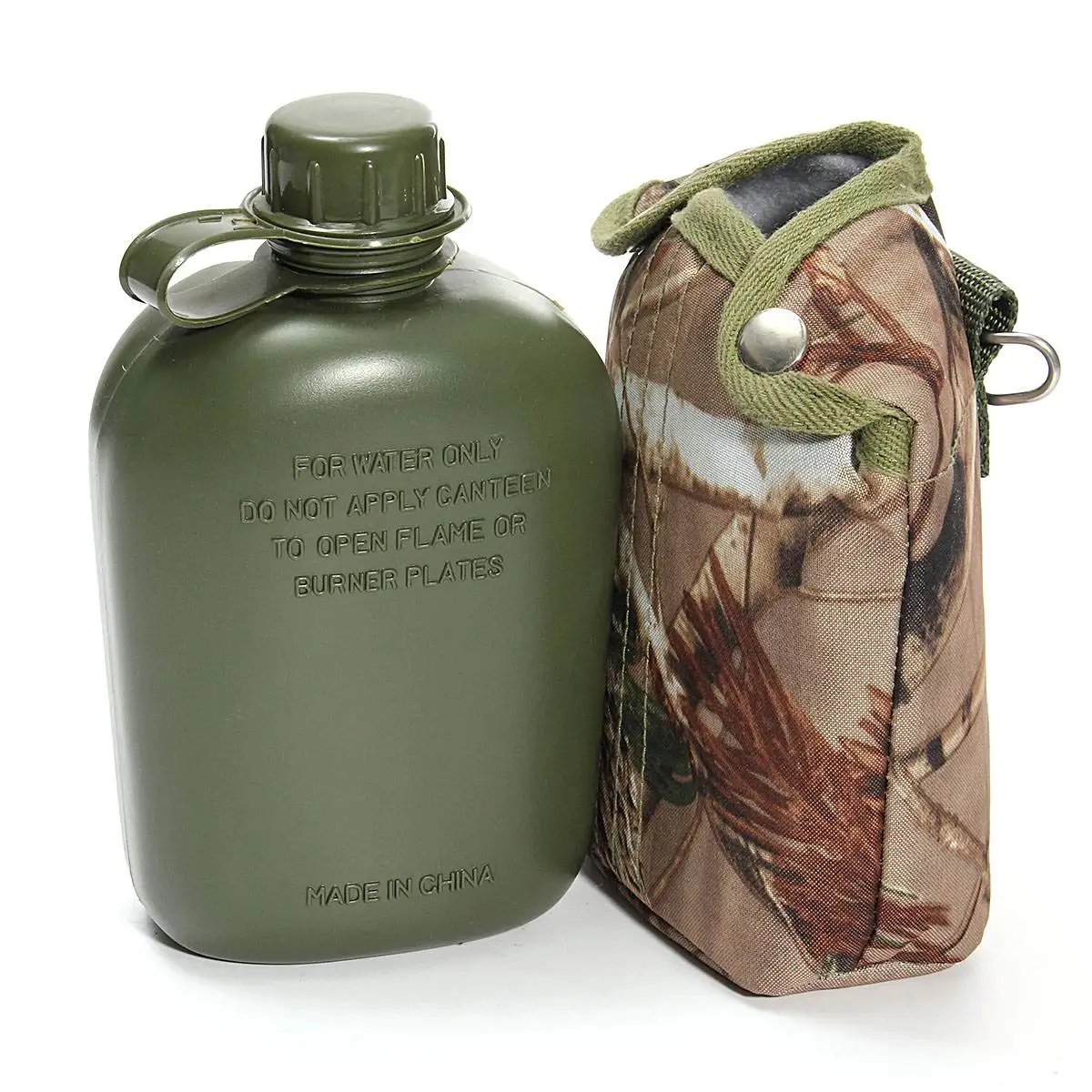 

New 1L Camping Hiking bottles Army Green Military Cantee Hydration Water Bottle Cups Kettle Tableware With Camo Bag Outdoor Tool
