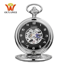 Fashion Brand OUYAWEI NEW Mechanical Pocket Watch Hombre Pocket Fob Watch Men Pendant Watch Steampunk Men Analog Relogio Horloge