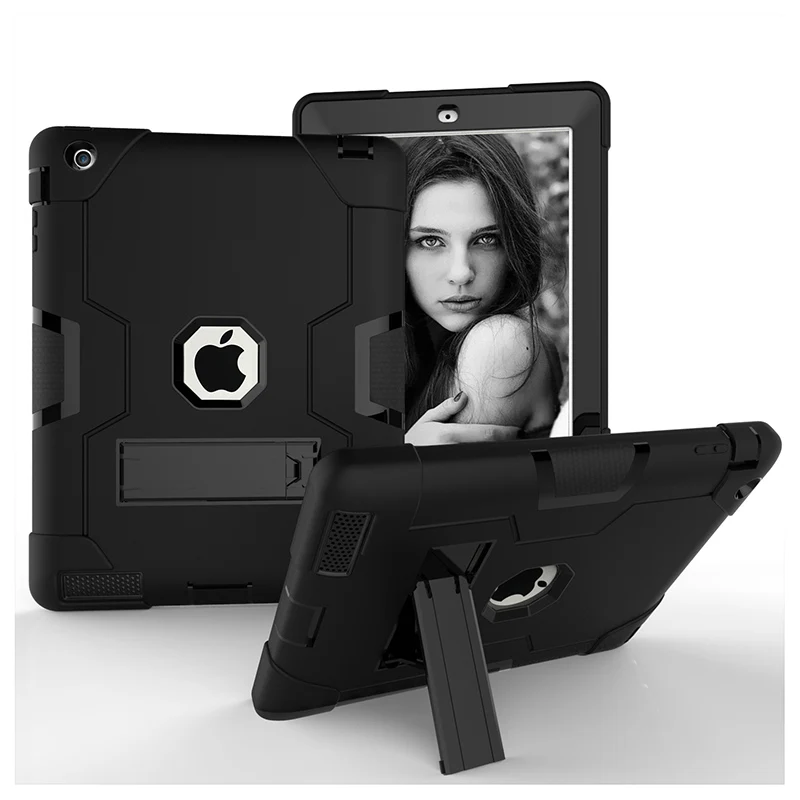 New Armor Case For Apple iPad 2 3 4 Kids Safe Heavy Duty Silicone Hard Case Cover With Stand Holder For iPad 234 Coque Cases (16)